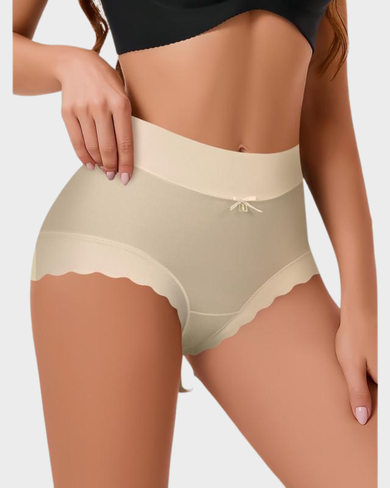 Silkeslena sömlösa trosor med hög midja och vågiga kanter (6-pack)