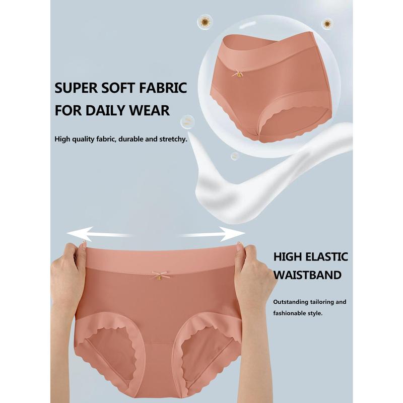 Silkeslena sömlösa trosor med hög midja och vågiga kanter (6-pack)
