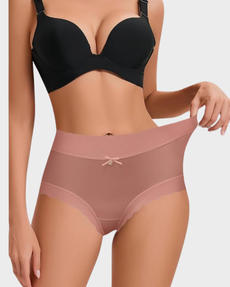Silkeslena sömlösa trosor med hög midja och vågiga kanter (6-pack)