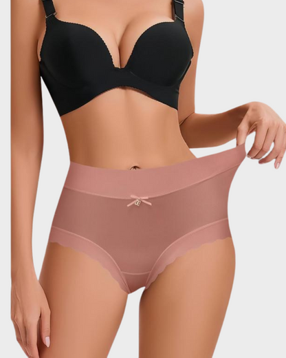 Silkeslena sömlösa trosor med hög midja och vågiga kanter (6-pack)