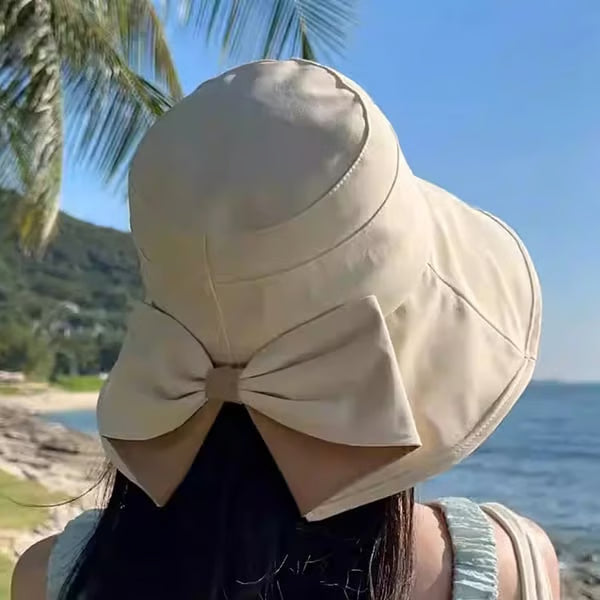 👒Sommarrea☀️Solskyddande damhatt med bred brätte & rosett