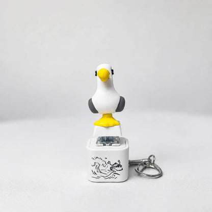 😆Seagull MINE! Button Keychain-Real Sound & LED Light