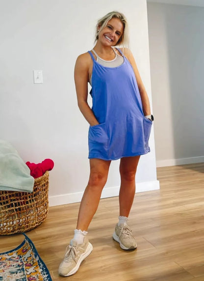 🔥Sista dagen specialförsäljning 49% OFF💃Casual Ärmlös miniklänning med inbyggda shorts