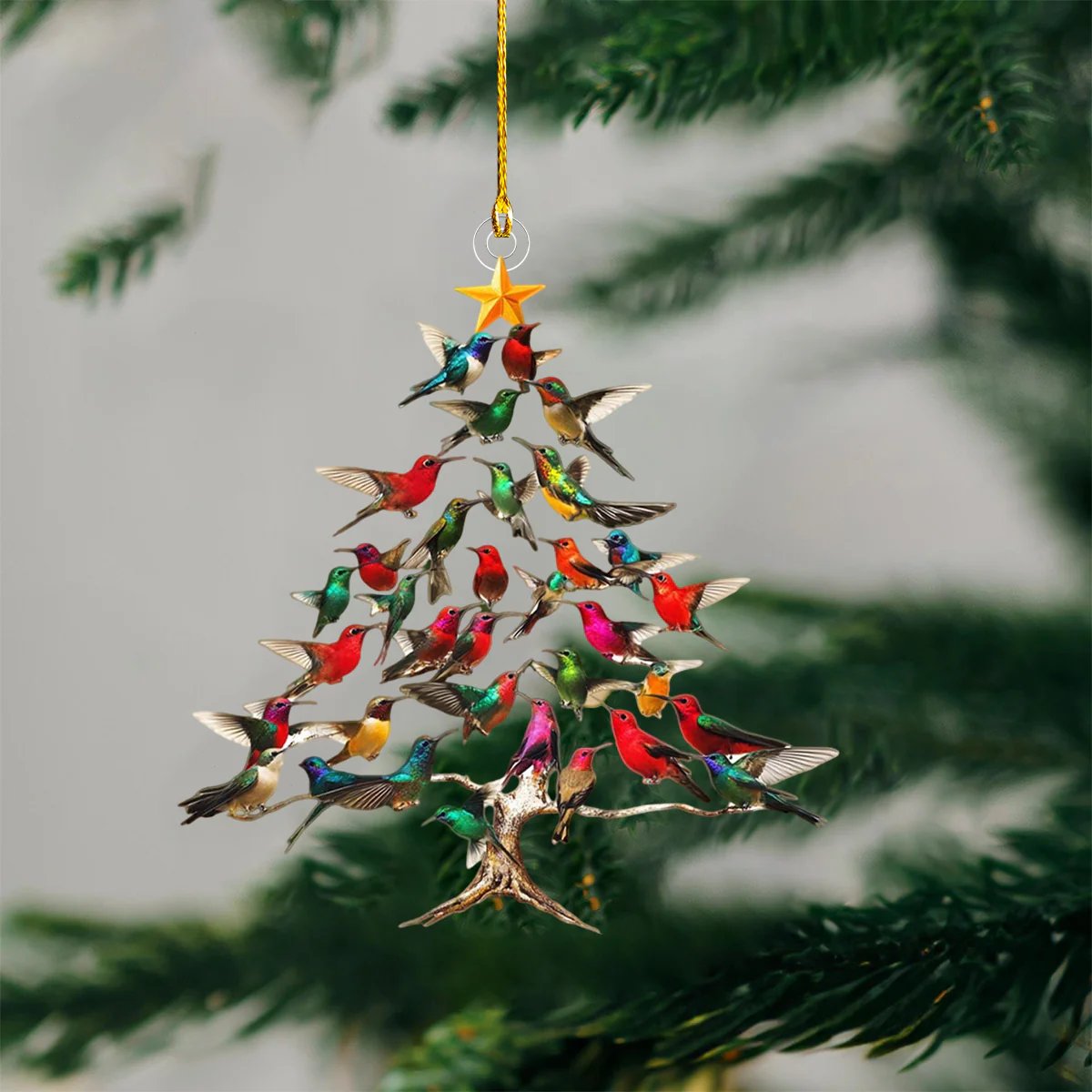 🔥🐦🎄Kolibri julpynt i akryl, 2D