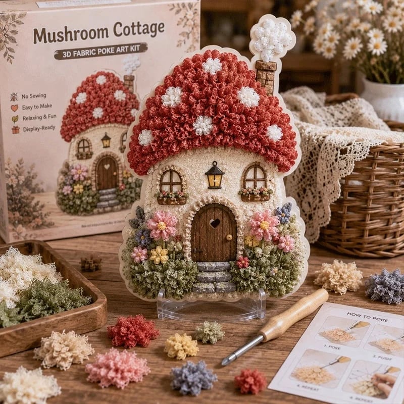 ✨Whimsical Village 3D-tyg Poke Art-kit