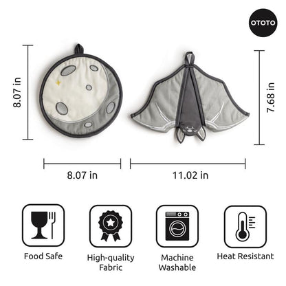 🔥SISTA DAGEN 50% RABATT - 🦇OTOTO Batlicious Ugnsvantar & Grytlappar Set