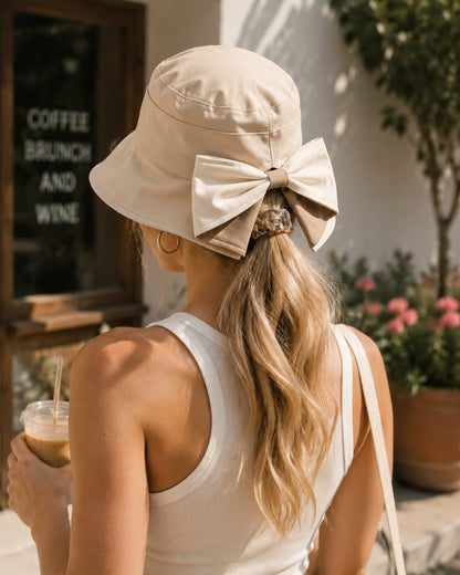 👒Sommarrea☀️Solskyddande damhatt med bred brätte & rosett