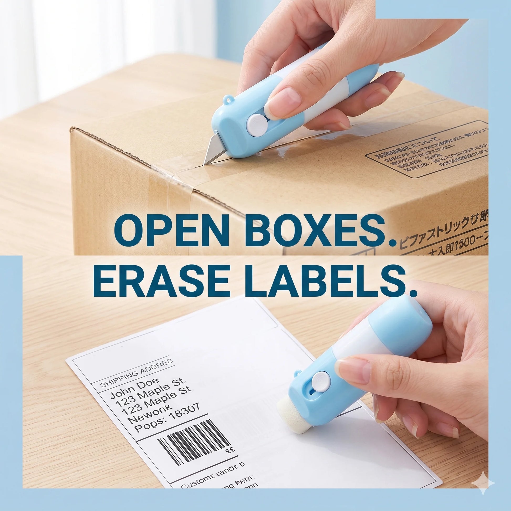 2-in-1 Box Cutter & Thermal Paper Eraser