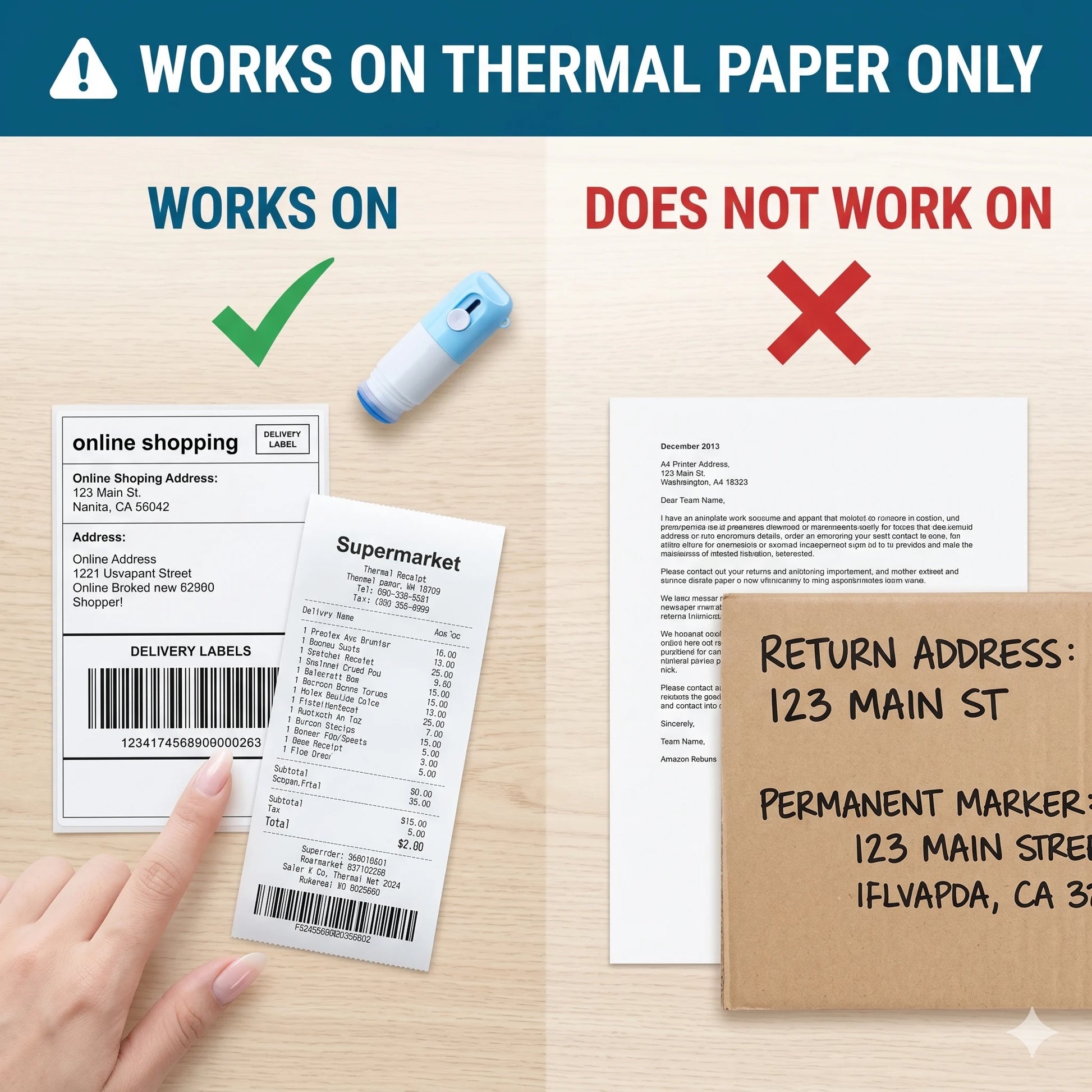 2-in-1 Box Cutter & Thermal Paper Eraser