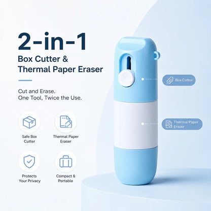 2-in-1 Box Cutter & Thermal Paper Eraser