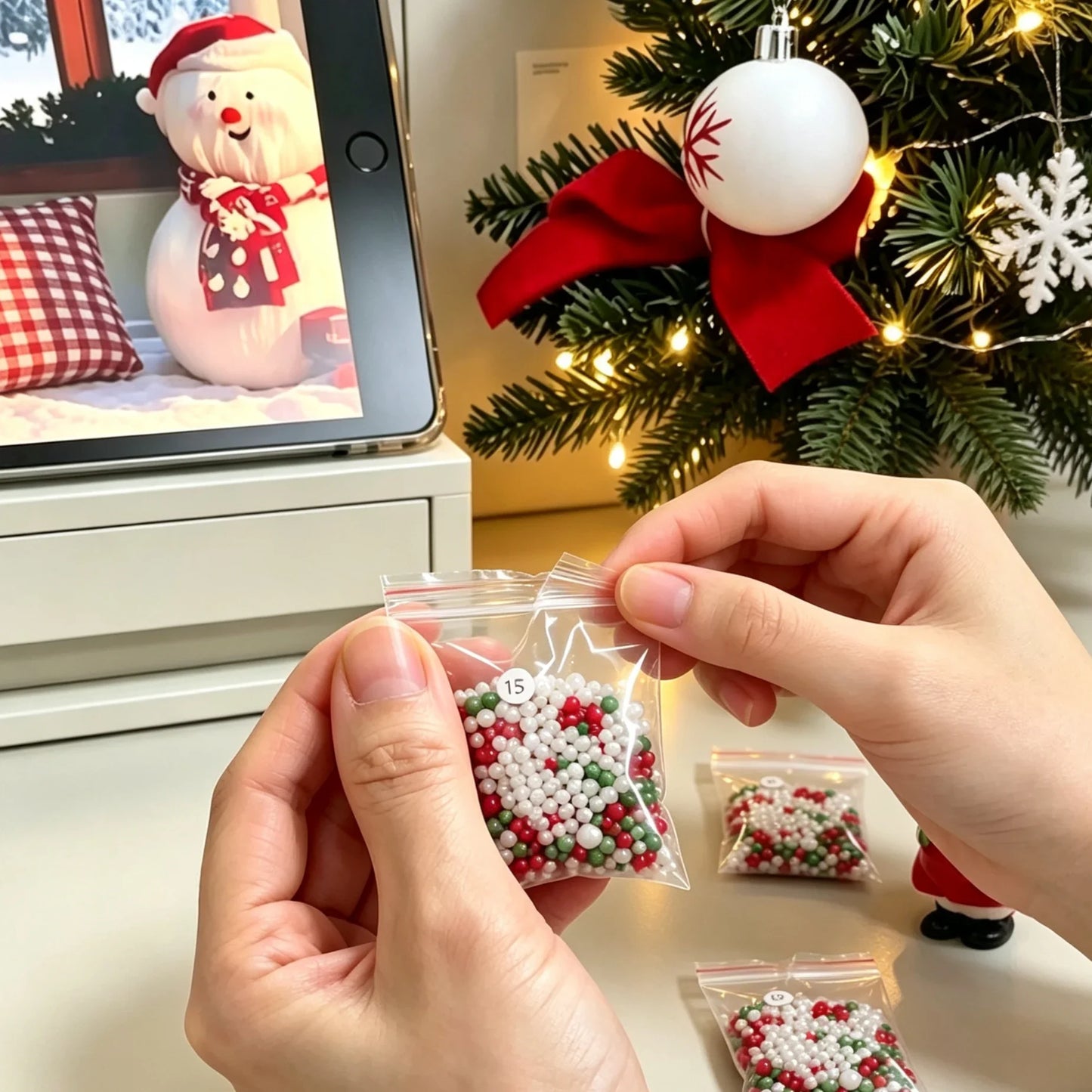 🔥HET REA 49% RABATT🎄Julpärlhus konstkit | Förskurna träpaneler, glittrande strass, pärlor & kompletta verktyg för ett 3D-julhus ✨