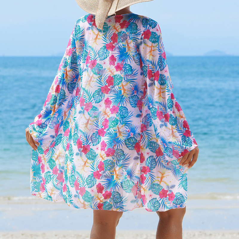 ⭐ "2 st = fri frakt" 🌊🐚🌴Blooming Magic of Summer - tredelad bikinibaddräkt i mesh för kvinnor