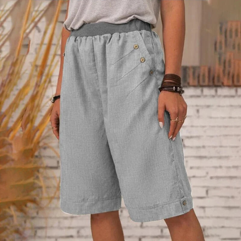 💥Kvinnor sommar avslappnade pocket shorts
