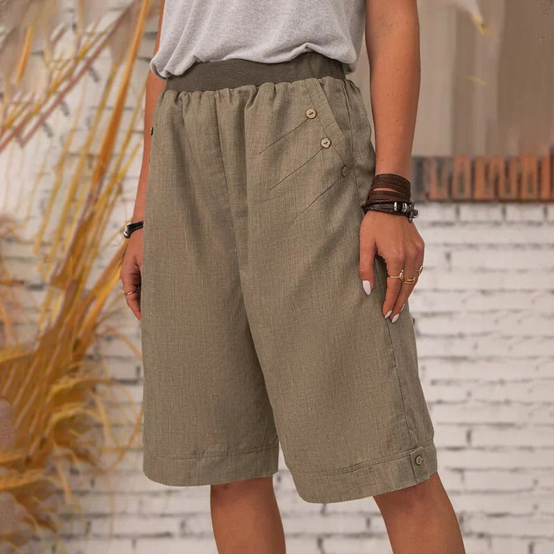 💥Kvinnor sommar avslappnade pocket shorts