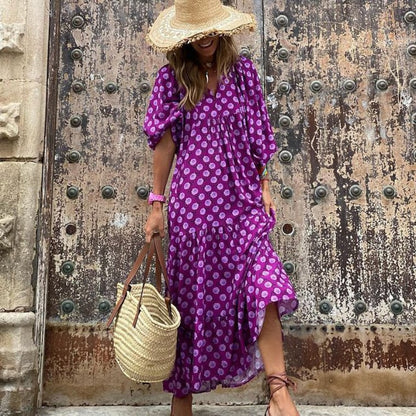 💖 Elegant boho maxiklänning för kvinnor med puffärmar👗