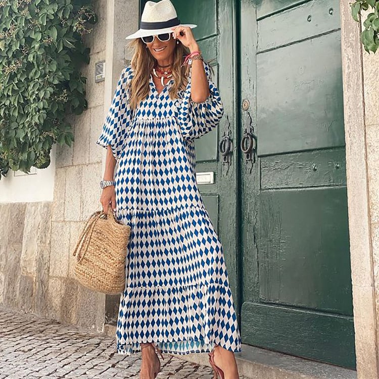 💖 Elegant boho maxiklänning för kvinnor med puffärmar👗