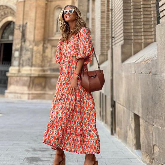 💖 Elegant boho maxiklänning för kvinnor med puffärmar👗
