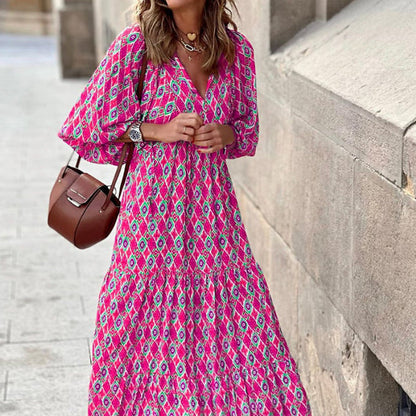 💖 Elegant boho maxiklänning för kvinnor med puffärmar👗