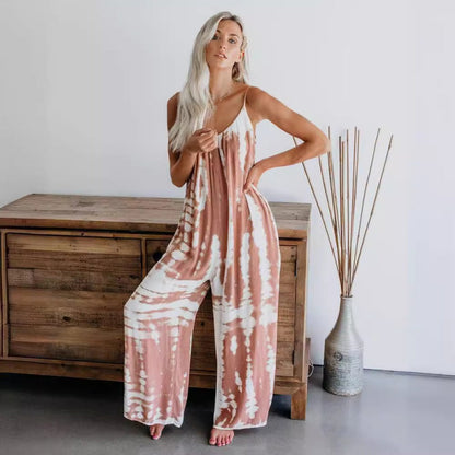 ✈️Köp 2 få fri frakt🔥Summer Hot Sale 50% OFF💝✨Women's Fashion Spaghetti Strap Printed Jumpsuit