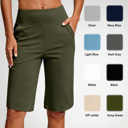 ⚡ 50% REA - TIDBEGRÄNSAT ERBJUDANDE! Yogashorts för damer med hög midja och fickor