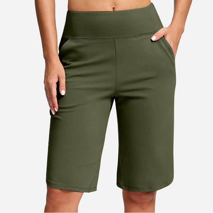 ⚡ 50% REA - TIDBEGRÄNSAT ERBJUDANDE! Yogashorts för damer med hög midja och fickor