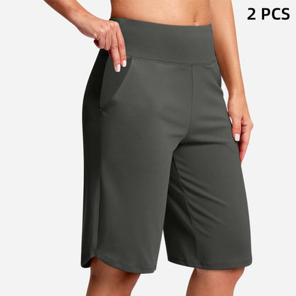 ⚡ 50% REA - TIDBEGRÄNSAT ERBJUDANDE! Yogashorts för damer med hög midja och fickor