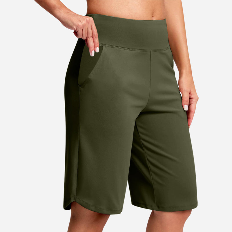 ⚡ 50% REA - TIDBEGRÄNSAT ERBJUDANDE! Yogashorts för damer med hög midja och fickor
