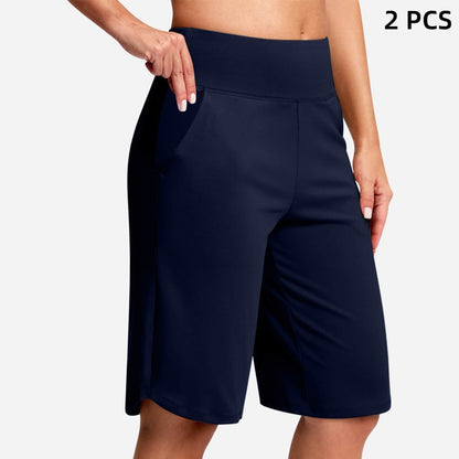 ⚡ 50% REA - TIDBEGRÄNSAT ERBJUDANDE! Yogashorts för damer med hög midja och fickor