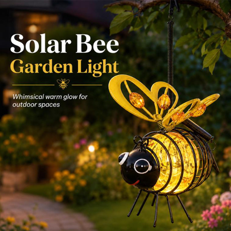 🌙🐝 Hängande solcellslampa med bi-design – varmt bärnstensfärgat sken, flimmerfri och perfekt för trädgårdsfester, camping eller barnrum – sprider glädje både dag och natt 🌞🌜