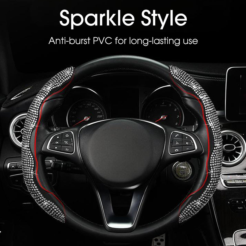 ⏳Tidsbegränsat 50% rabatt⏰Strass-Bling-överdrag för bilrattar💎🚗