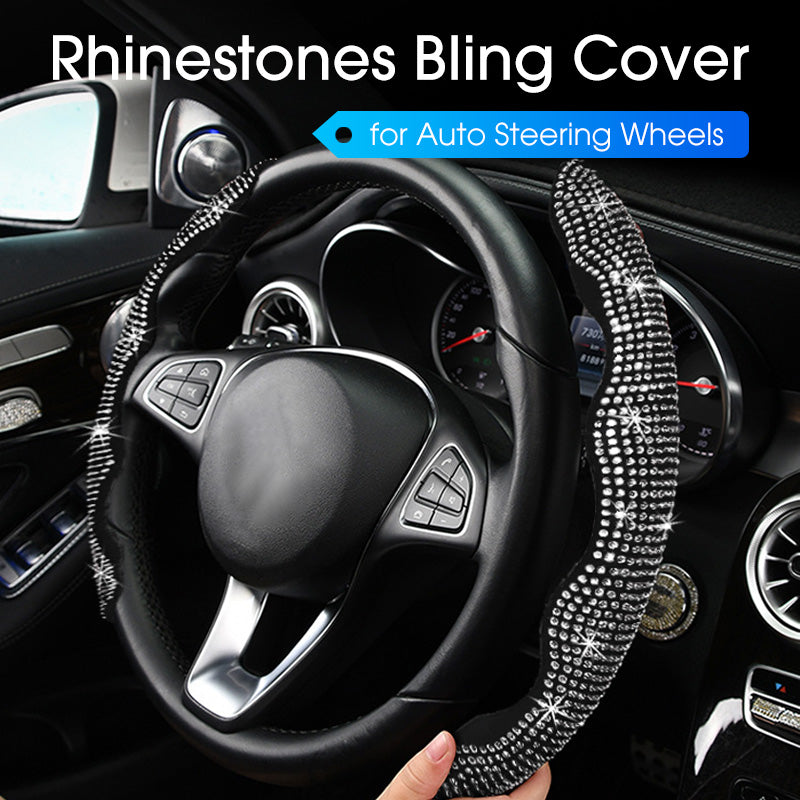 ⏳Tidsbegränsat 50% rabatt⏰Strass-Bling-överdrag för bilrattar💎🚗