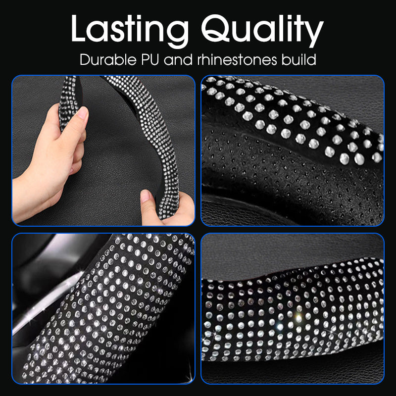 ⏳Tidsbegränsat 50% rabatt⏰Strass-Bling-överdrag för bilrattar💎🚗