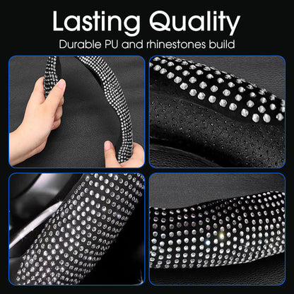 ⏳Tidsbegränsat 50% rabatt⏰Strass-Bling-överdrag för bilrattar💎🚗