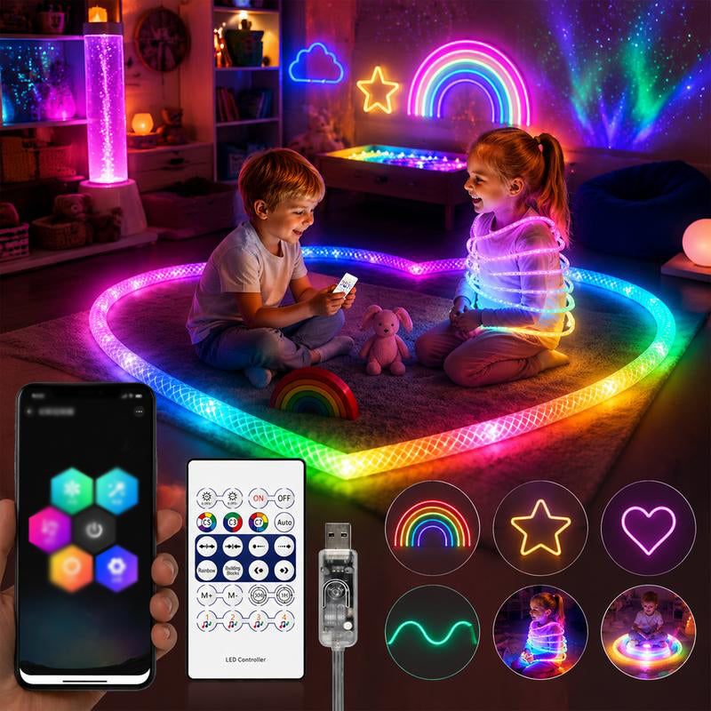 📢📢50% RABATT !! ⏰Dragon Scale Woven LED Neon Rope Light