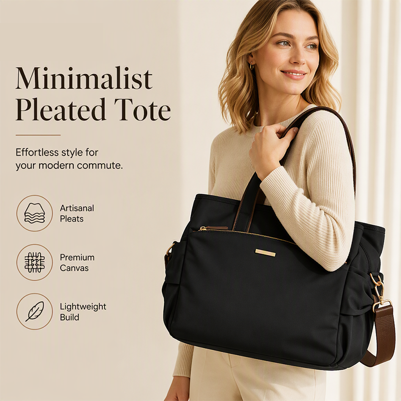 📢📢40% RABATT !! ⏰Ledig canvas-toteväska med plisserade sidofickor för kvinnor