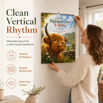🐮📅 2027 Highland Cow-kalender – Nyckfull Highland Cow-konstverk för ett mysigt & charmigt hem ✨🏡