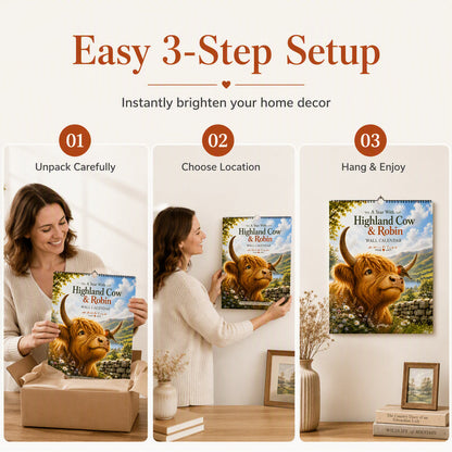 🐮📅 2027 Highland Cow-kalender – Nyckfull Highland Cow-konstverk för ett mysigt & charmigt hem ✨🏡