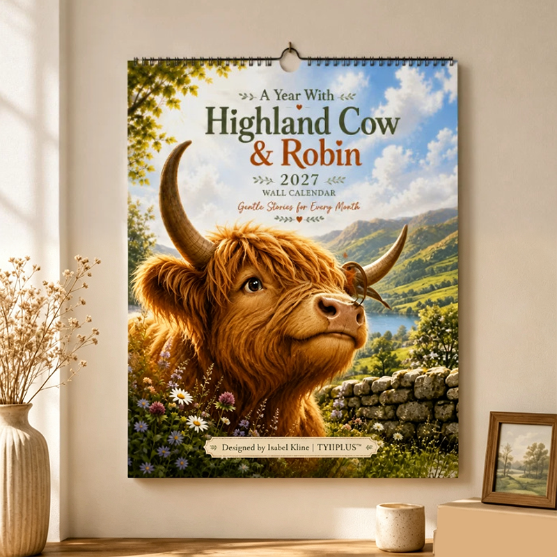 🐮📅 2027 Highland Cow-kalender – Nyckfull Highland Cow-konstverk för ett mysigt & charmigt hem ✨🏡