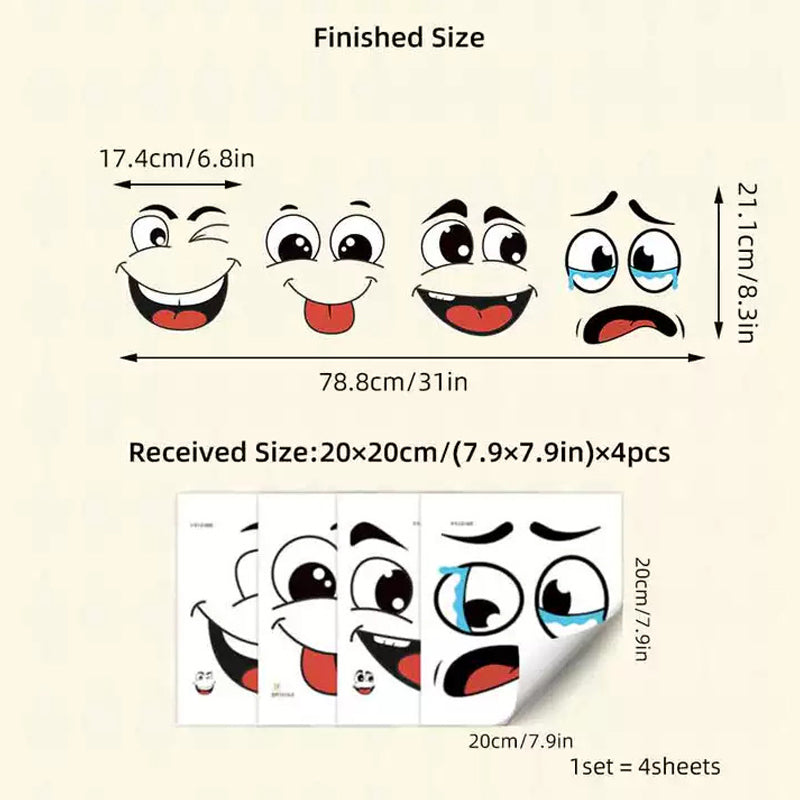4 ark med roliga klistermärken med smiley