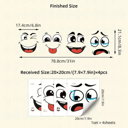 4 ark med roliga klistermärken med smiley