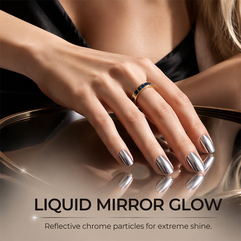 📢📢KÖP 1 FÅ 2 GRATIS !! ⏰ Nagellack utan härdning — Galaxy Chrome Silver, Snabbt lufttorkande, Ingen UV-lampa