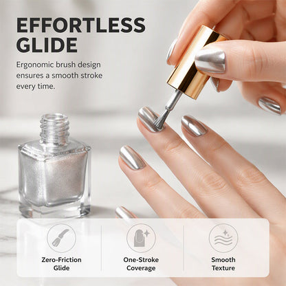 📢📢KÖP 1 FÅ 2 GRATIS !! ⏰ Nagellack utan härdning — Galaxy Chrome Silver, Snabbt lufttorkande, Ingen UV-lampa