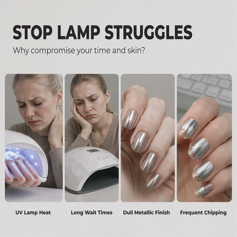 📢📢KÖP 1 FÅ 2 GRATIS !! ⏰ Nagellack utan härdning — Galaxy Chrome Silver, Snabbt lufttorkande, Ingen UV-lampa