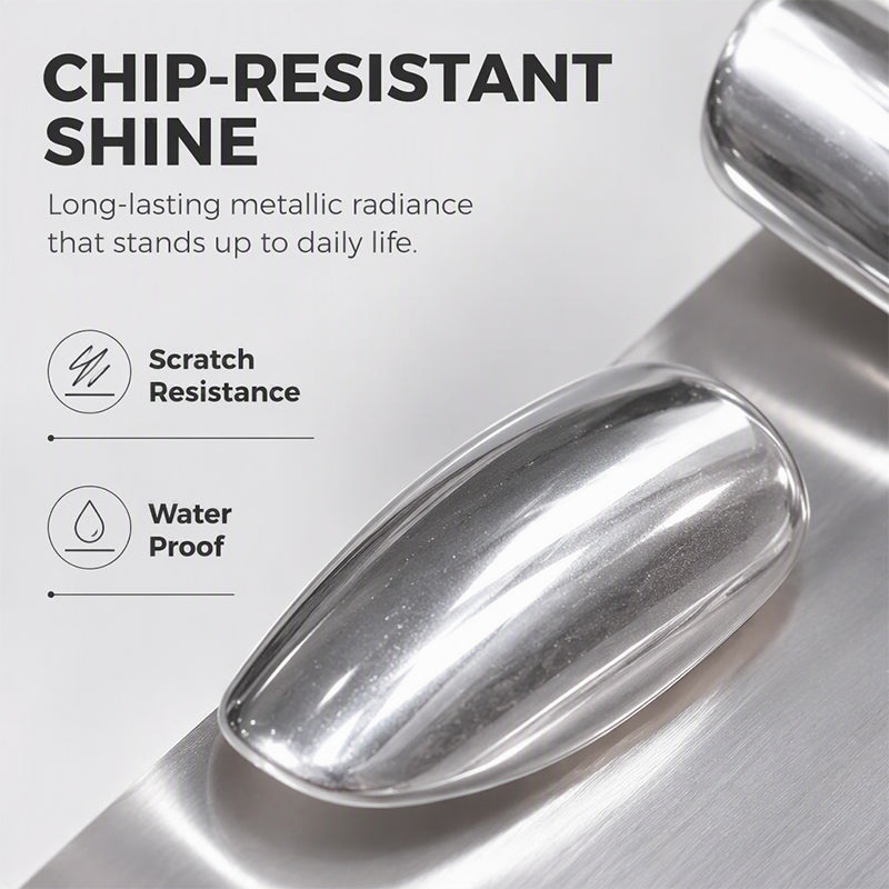 📢📢KÖP 1 FÅ 2 GRATIS !! ⏰ Nagellack utan härdning — Galaxy Chrome Silver, Snabbt lufttorkande, Ingen UV-lampa