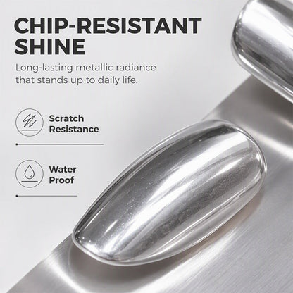 📢📢KÖP 1 FÅ 2 GRATIS !! ⏰ Nagellack utan härdning — Galaxy Chrome Silver, Snabbt lufttorkande, Ingen UV-lampa