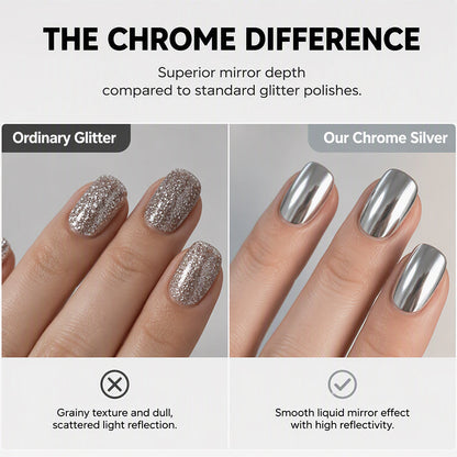 📢📢KÖP 1 FÅ 2 GRATIS !! ⏰ Nagellack utan härdning — Galaxy Chrome Silver, Snabbt lufttorkande, Ingen UV-lampa