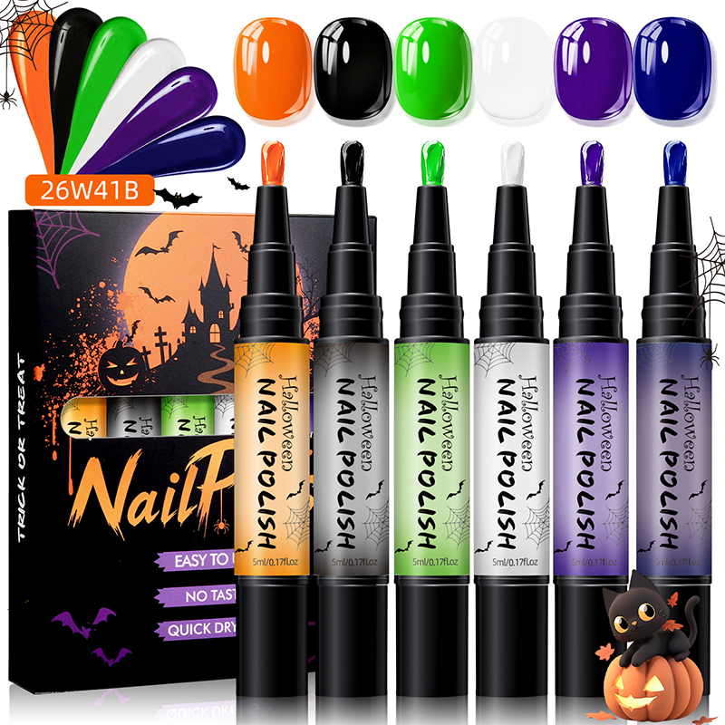 📢📢40% RABATT !! ⏰Snabbtorkande Halloween-nagellackspennset