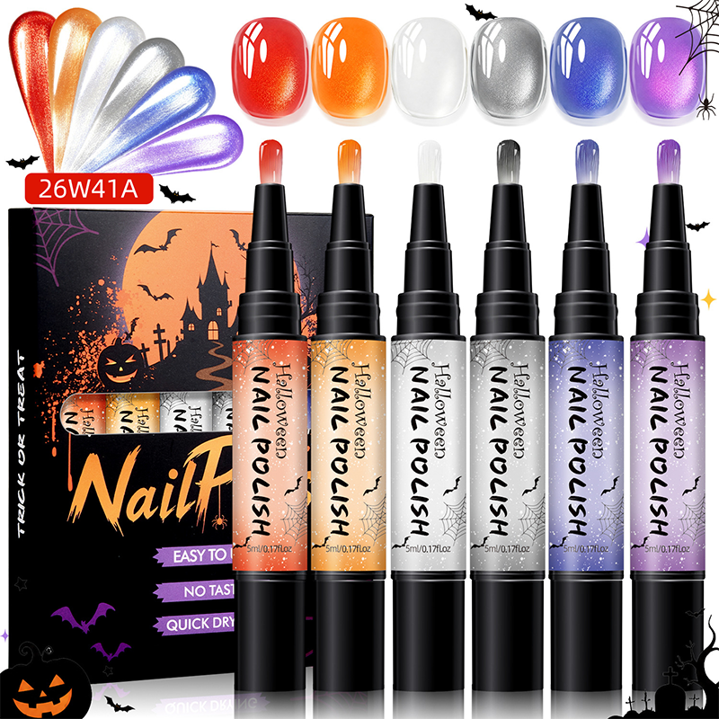 📢📢40% RABATT !! ⏰Snabbtorkande Halloween-nagellackspennset