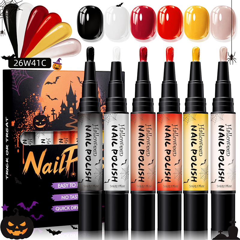 📢📢40% RABATT !! ⏰Snabbtorkande Halloween-nagellackspennset
