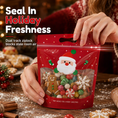 📢📢40% RABATT !! ⏰50-pack julgodispåsar, tecknade stående dragkedjepåsar för snöflingekrisp-kakor och förpackning för bakade livsmedel